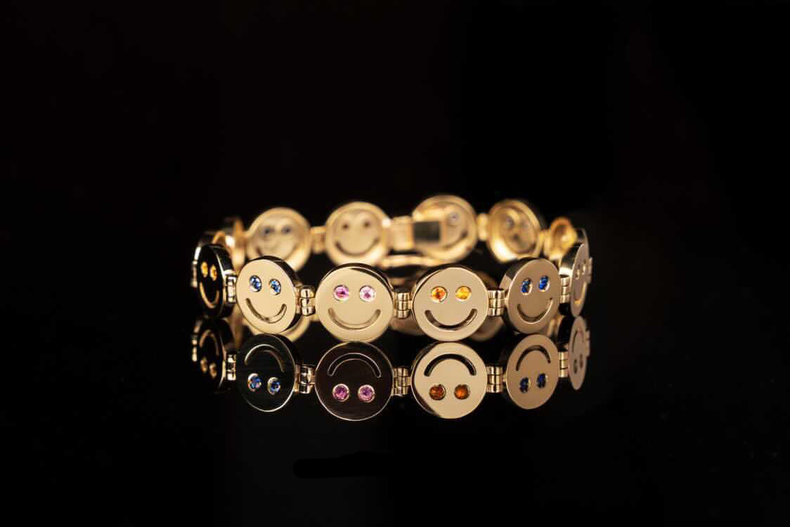 14K Gold HappyFace with Color Sapphire