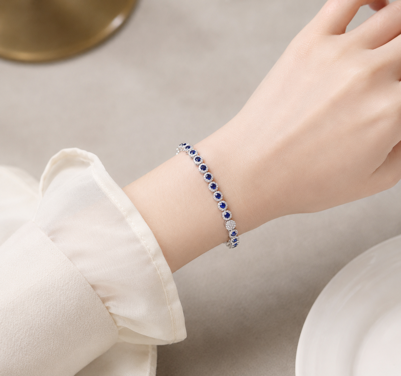 Red and Blue Halo Tennis Bracelet (Pre Order 6-8 weeks)