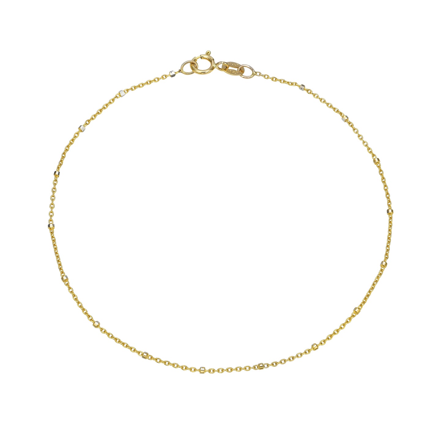 14K Yellow Gold Diamond Cut Ball Bracelet