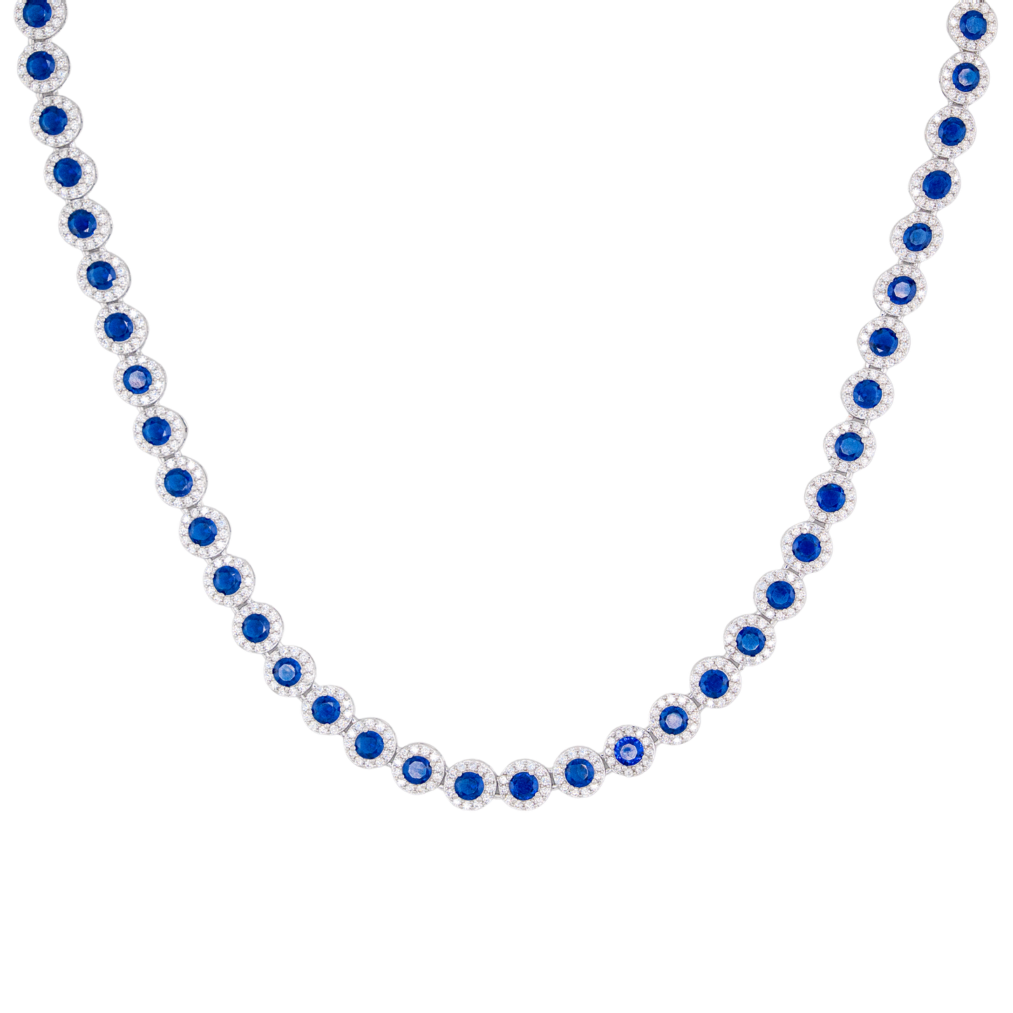 Blue Halo Tennis Necklace (PRE-ORDER Ships in 6-8 weeks)