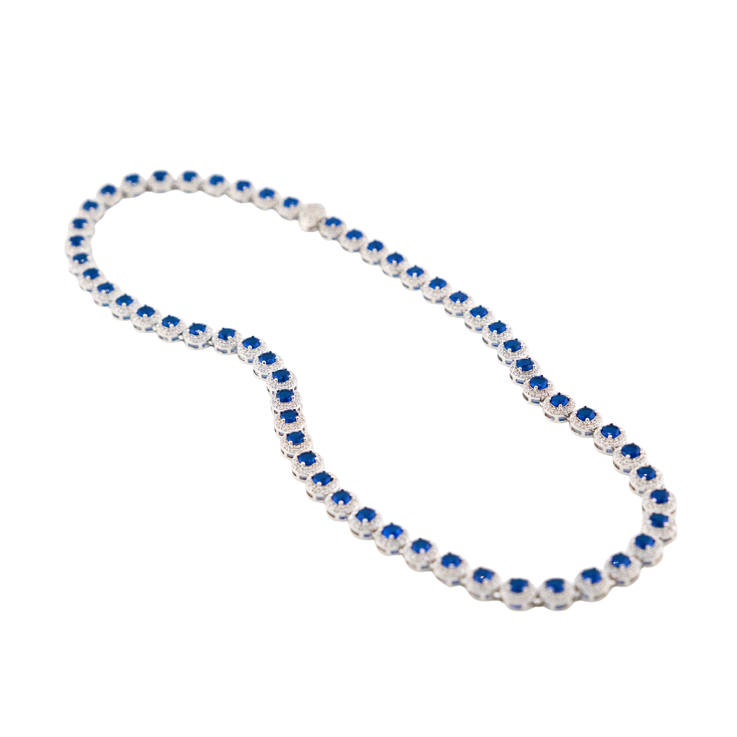 Blue Halo Tennis Necklace (PRE-ORDER Ships in 6-8 weeks)
