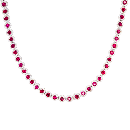 Red Halo Tennis Necklace (PRE-ORDER Ships in 6-8 weeks)