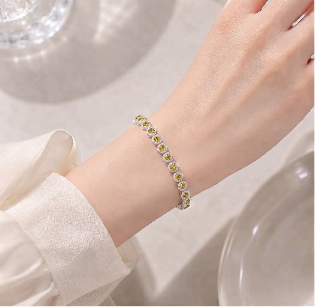 Red ,Blue ,Yellow Halo Tennis Bracelet