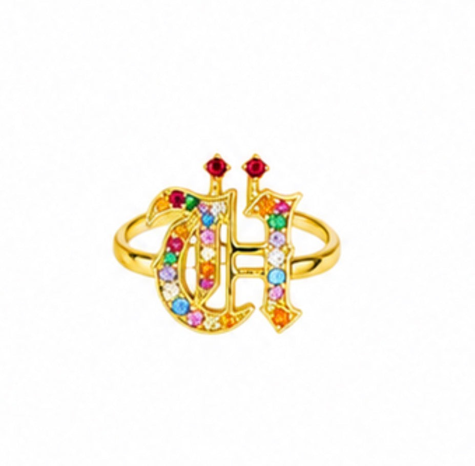 U Ring , Earrings , Bracelet with Color Stone Set