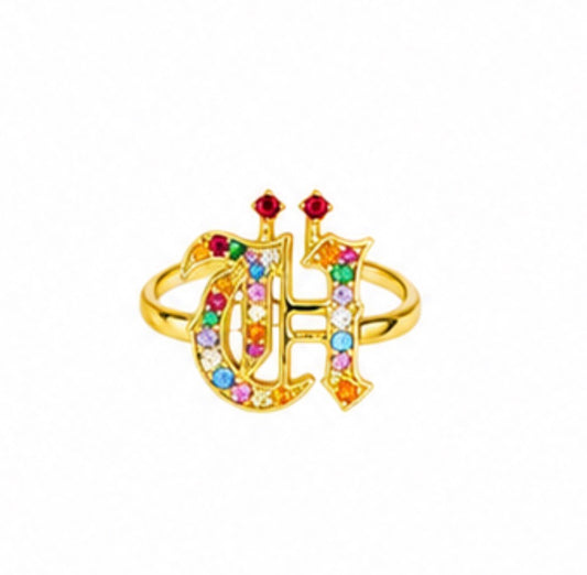 U Ring with Color Stone