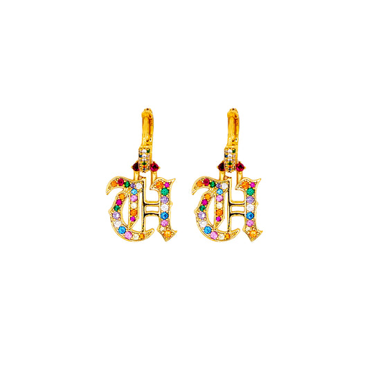 U Earrings with Color Stone (Pre-order) Ship in 6-8 weeks